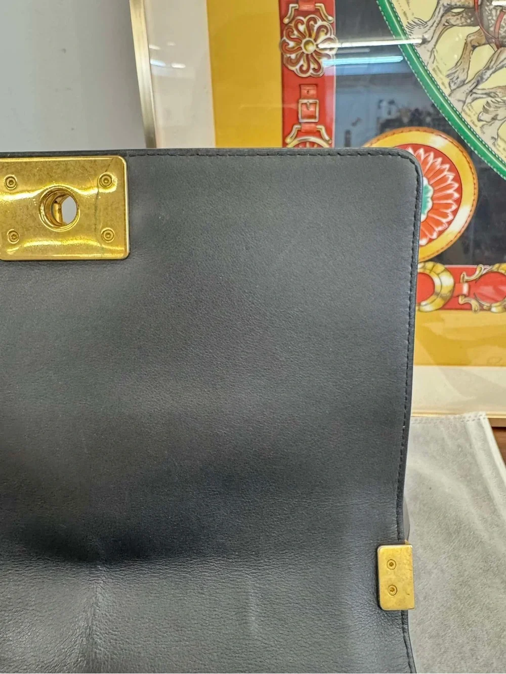 CHANEL Black Chevron Lambskin LeBoy Shoulder Bag with Gold Hardware
